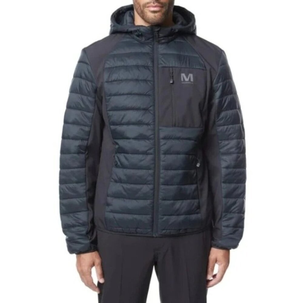 NEW Merrell Men's L Black Quilted Hooded Jacket  Lightweight Polyester M0879